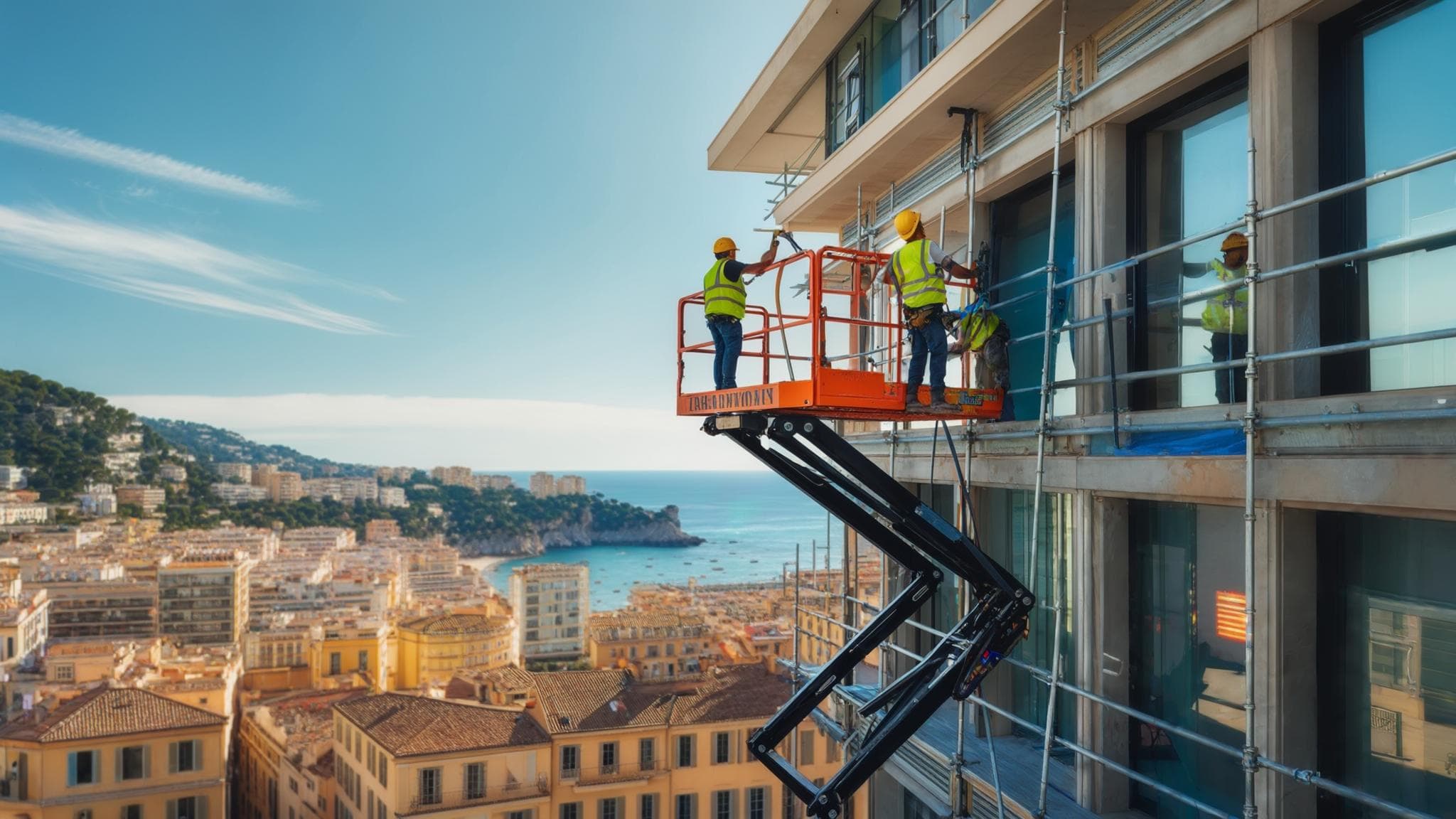 Monte-meuble Azur Levage en intervention de levage sur la Côte d'Azur