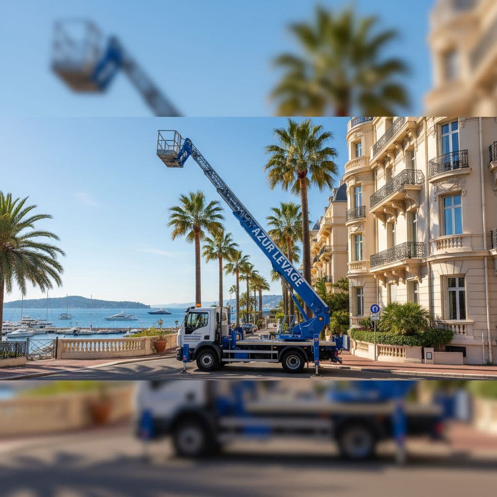 Monte meuble Azur Levage, Villa de luxe à Cannes. Monte-meuble pour le levage de mobilier design dans une villa moderne avec vue mer panoramique sur la Côte d'Azur.