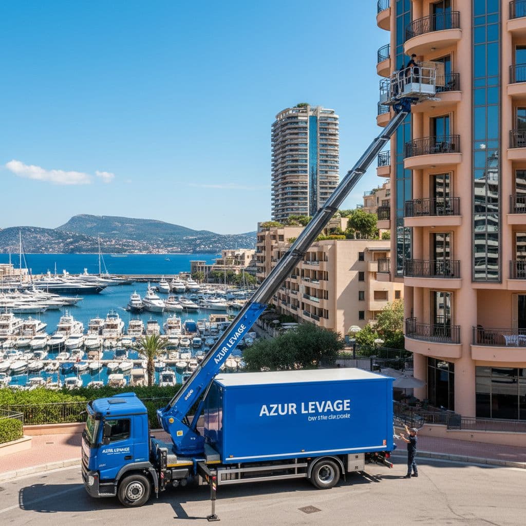 Monte meuble Azur Levage, Penthouse à Monaco. Installation de meubles au dernier étage avec terrasse panoramique à Monaco.