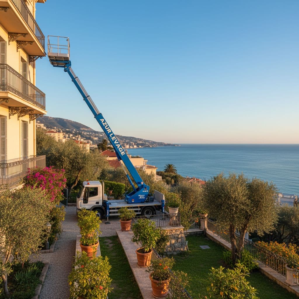 Monte meuble Azur Levage, Résidence bord de mer à Menton. Levage de mobilier dans une résidence face à la Méditerranée.