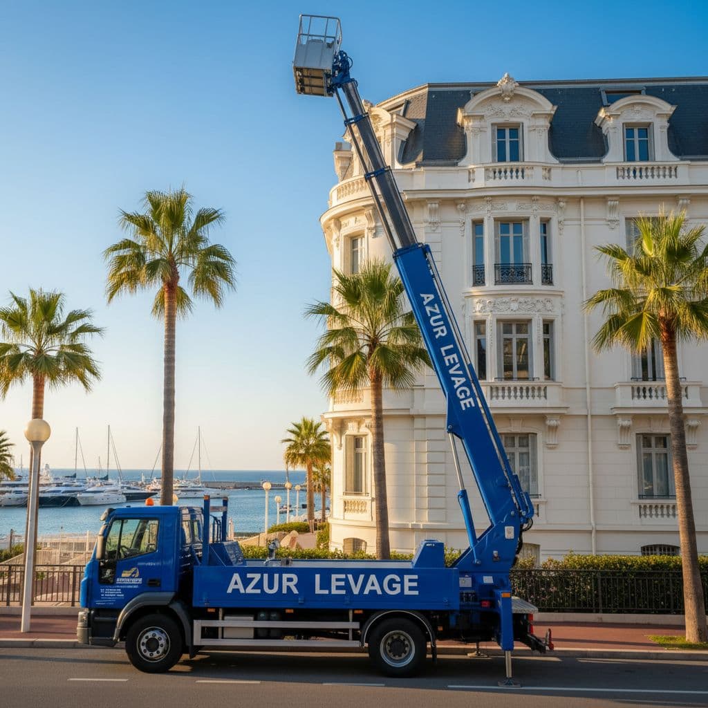 Monte meuble Azur Levage, Immeuble moderne à Cannes. Équipement d'un immeuble neuf au monte-meuble dans le quartier de la Croisette.