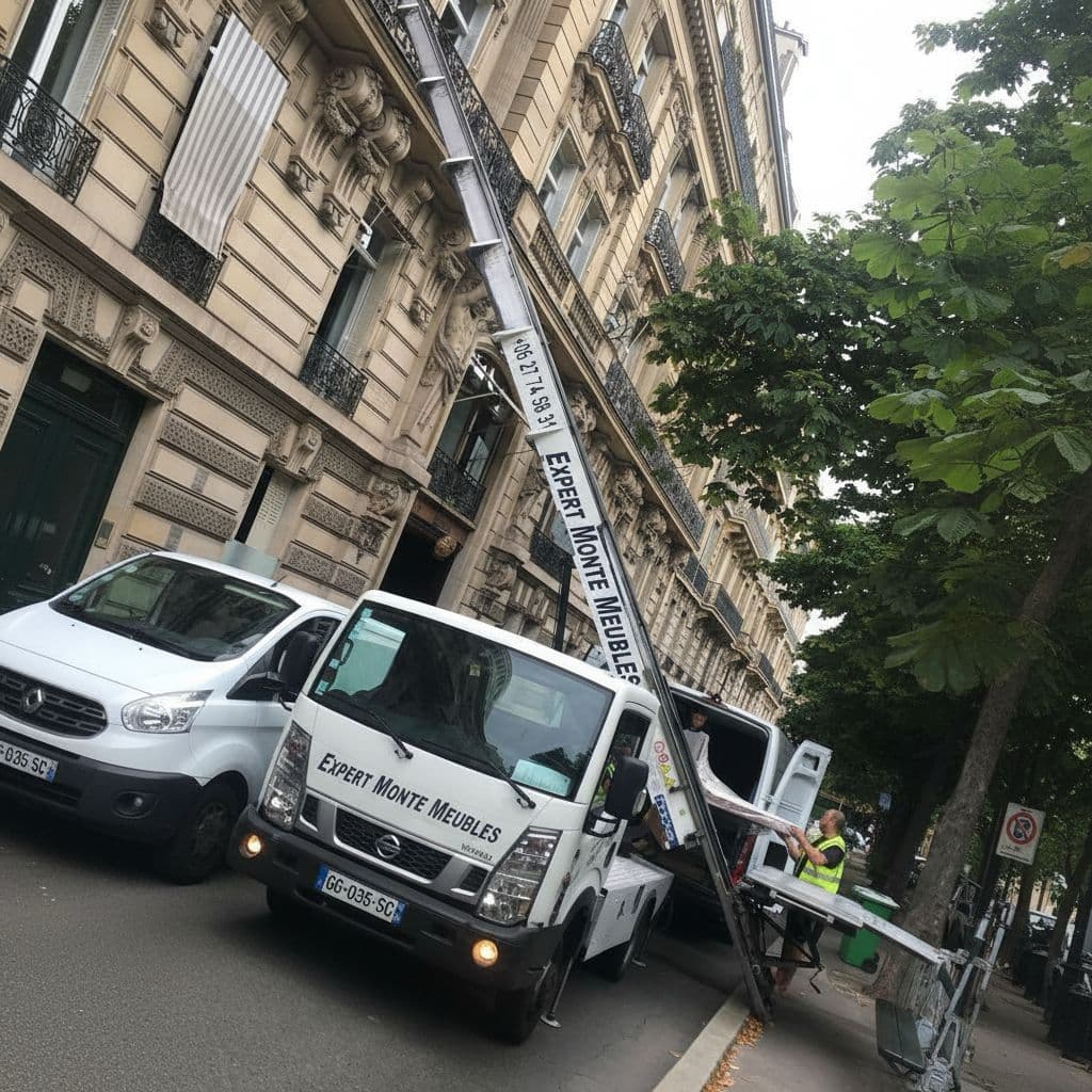 Équipe monte-meuble Azur Levage en intervention à Cannes