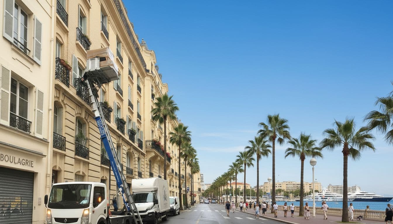 Monte-meuble sur la Croisette à Cannes